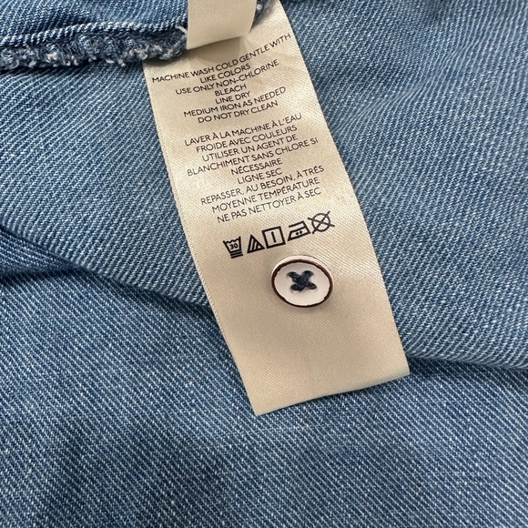 Pilcro Anthorpologie Chambray Smock Shirt Dress Womens Large Ruffle Cottage Boho - Picture 9 of 11